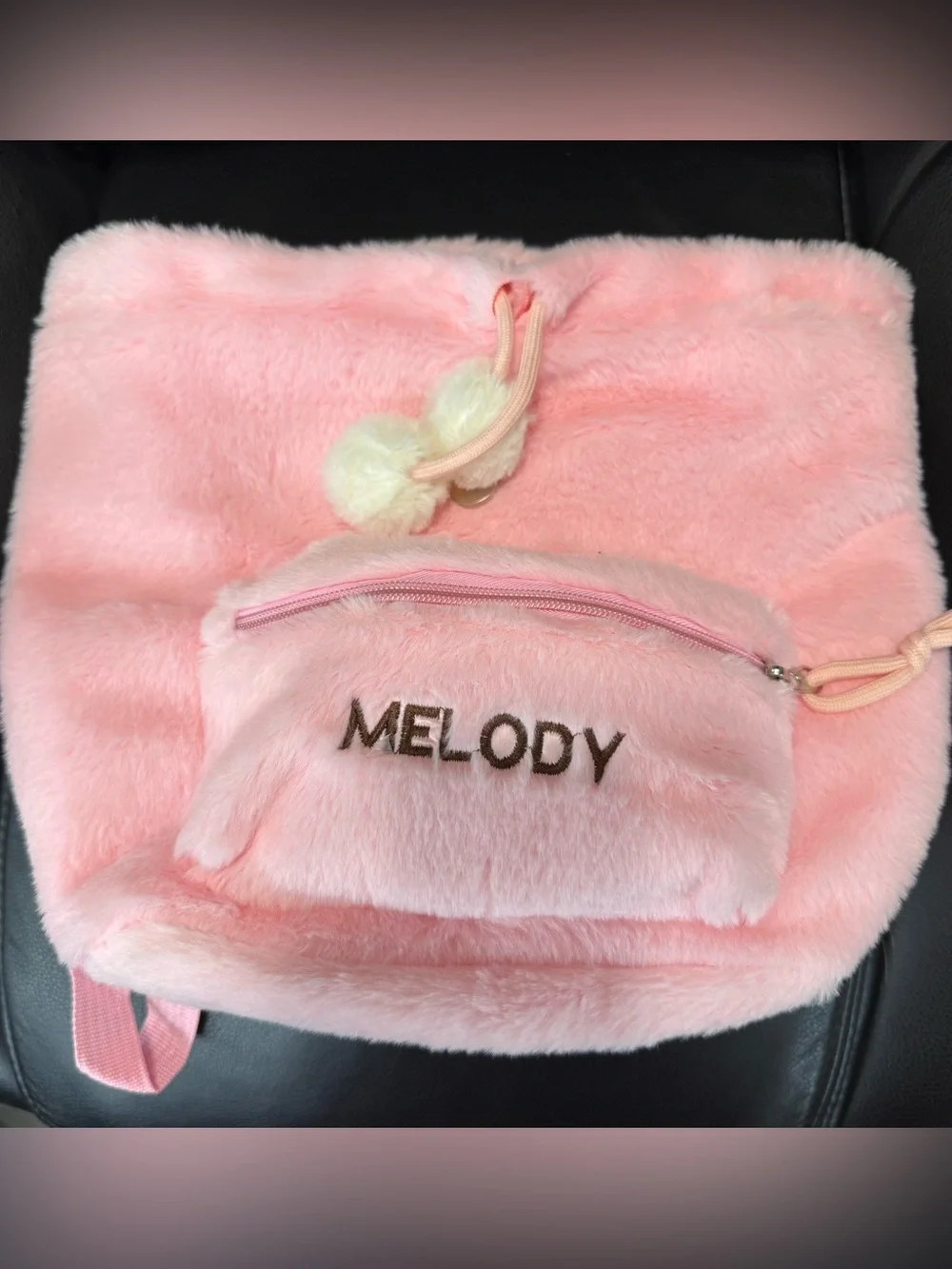 Pink Plush 'Melody' Fuzzy Backpack with Character on Flap